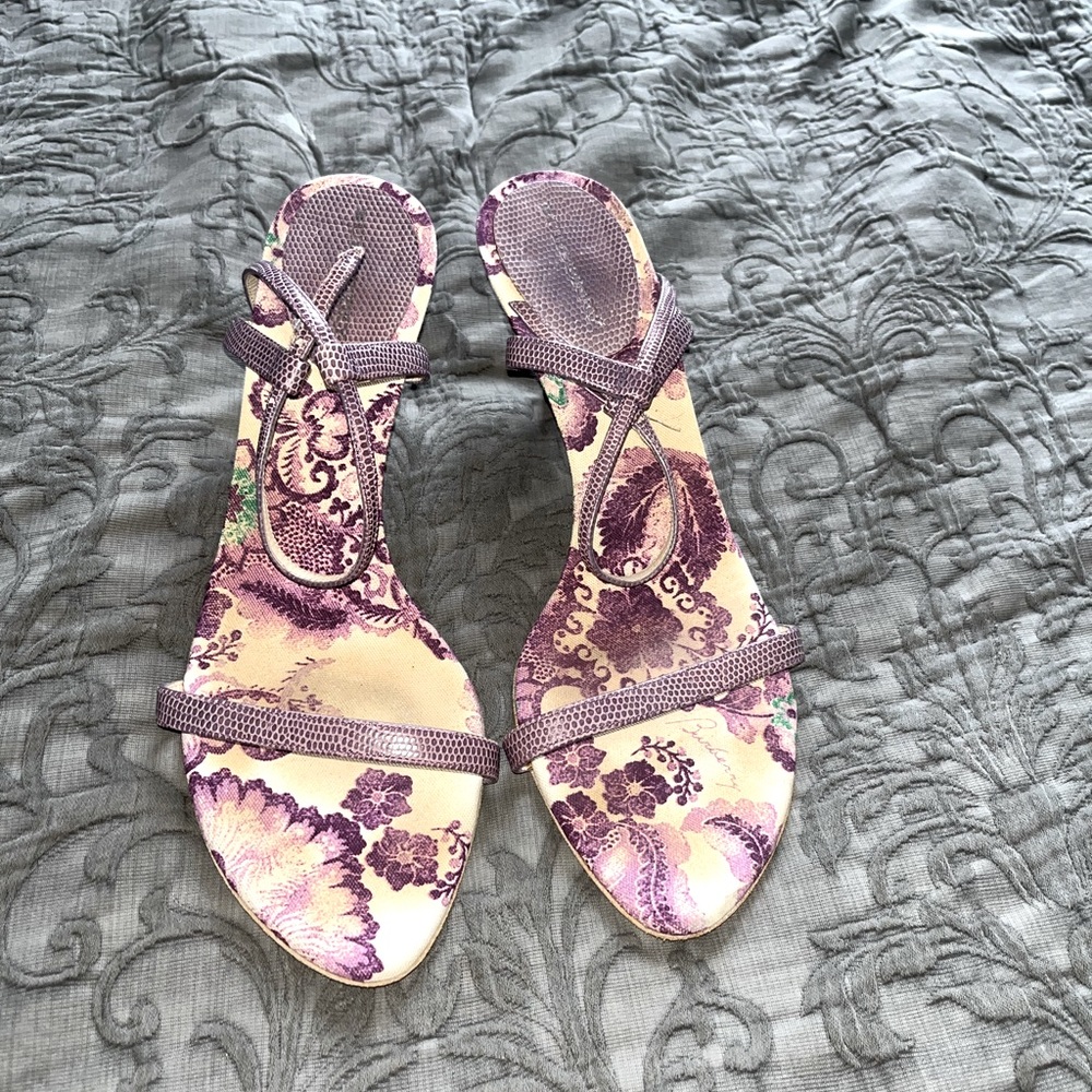 BURBERRY Kitten Heel Strappy Sandals 38.5 / 38 1/2